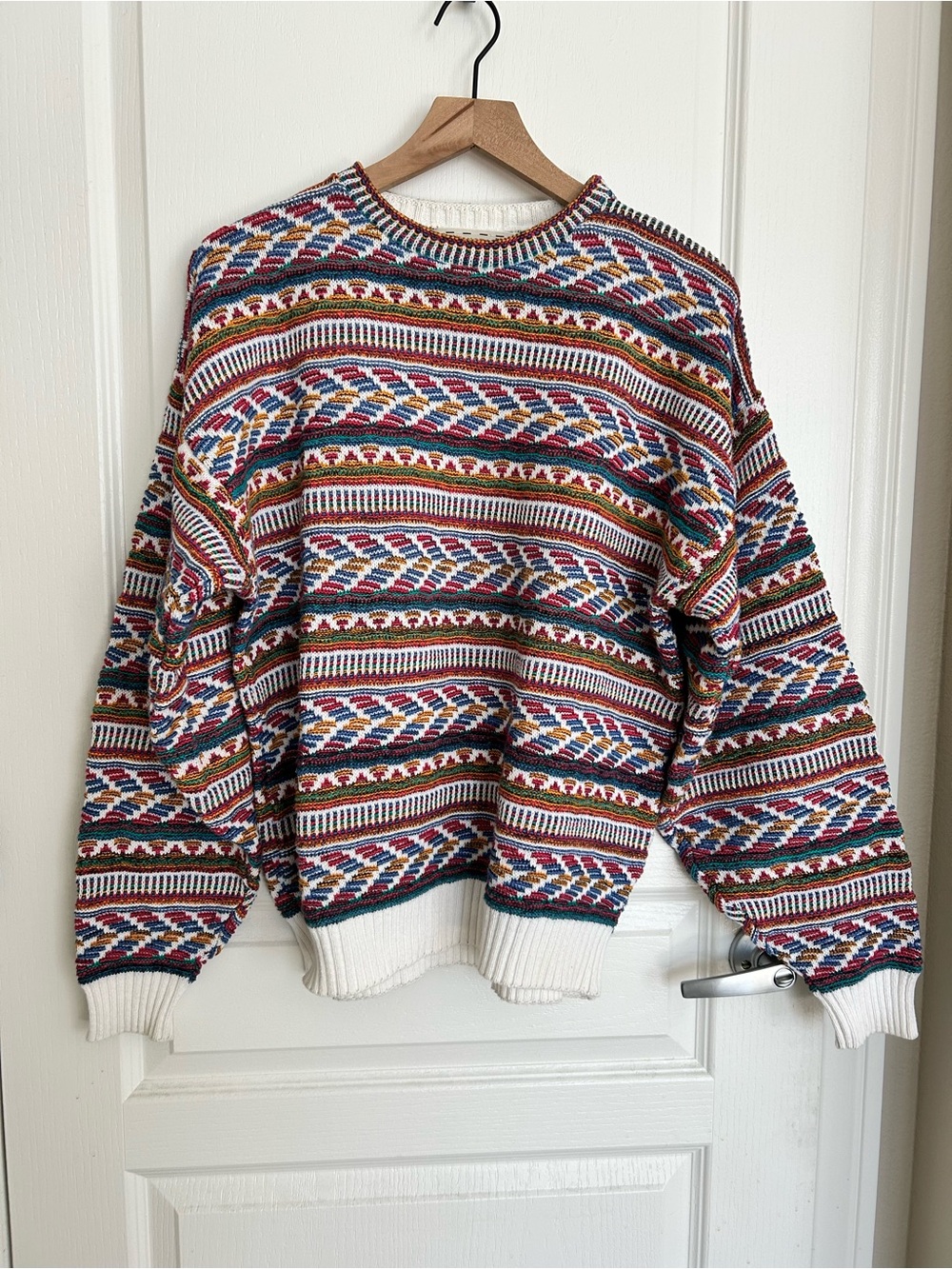 Multicolor Crossings Vintage Knit Golf Sweater M 100% Cotton - Men